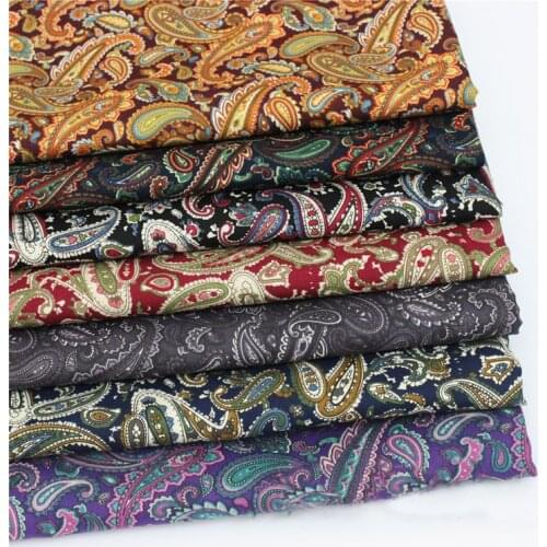1 meter X 1.47 meter cotton poplin fabric for dress shirt sewing patchwork paisley fabric retro