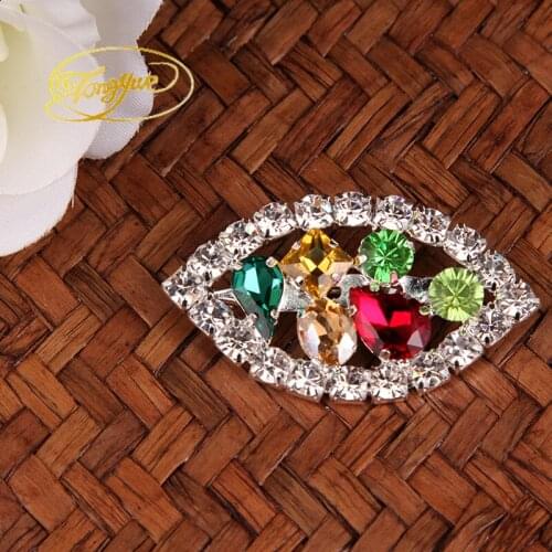 1pc/lot Gorgeous AB Long Leaf Teardrop Glass Crystal Rhinestone Applique Strass Dress Trims For Costume Gown Embellishments