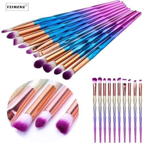 10Pcs/Set Gradient Colorful Unicorn Makeup Brush Set Tools Pro Powder Foundation Eyeshadow Eyelash Lip Concealer Face Brush Kit