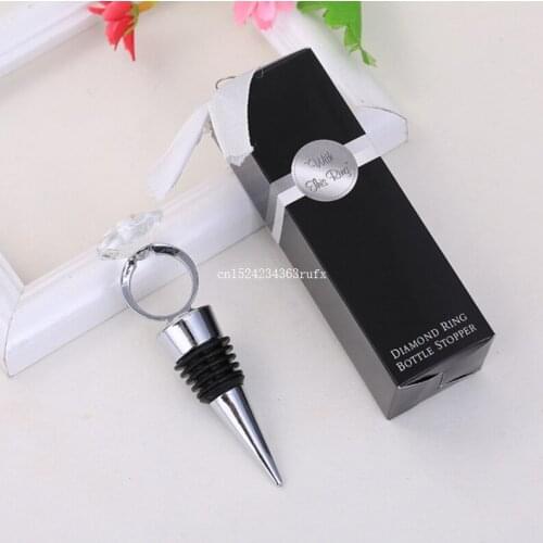 100PCS Wine Cork Diamond Ring Corkscrew Wine Bottle Stopper with Case Wine Pourer Wedding Party Gift Tie Plug Bung Stopper
