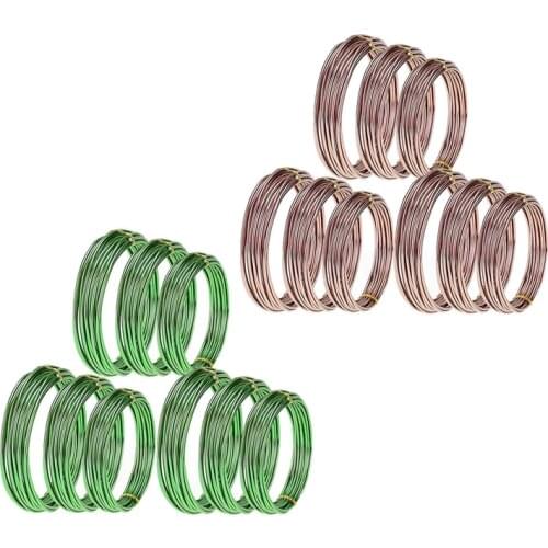 2 Set 9 Rolls Bonsai Wires Anodized Bonsai Training Wire with 3 Sizes (1.0 Mm,1.5 Mm,2.0 Mm)-Green & Brown