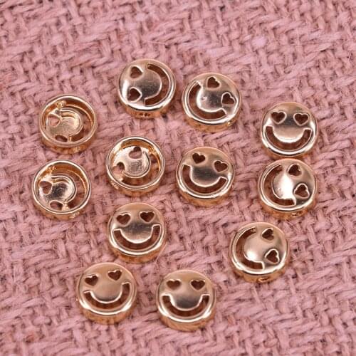 20Pcs Round Gold Happy Face Jewelry Finding Accessories Spacer Smiley Beads For DIY Making Jewelry