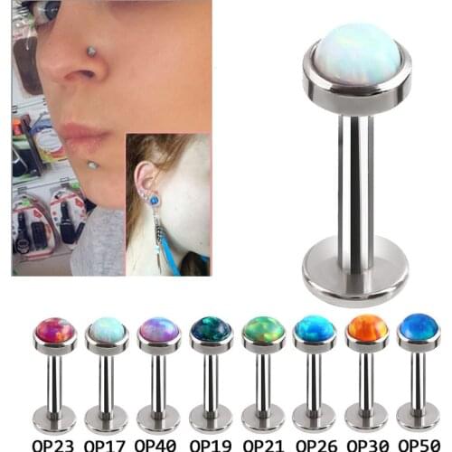 3Pcs(3mm/4mm/5mm)/Lot Opal Lip Stud Labret Monroe Piercing 1.2*6/8mm 16G Blue White Fire Opal Earrings Ear Piercing Cartiliage