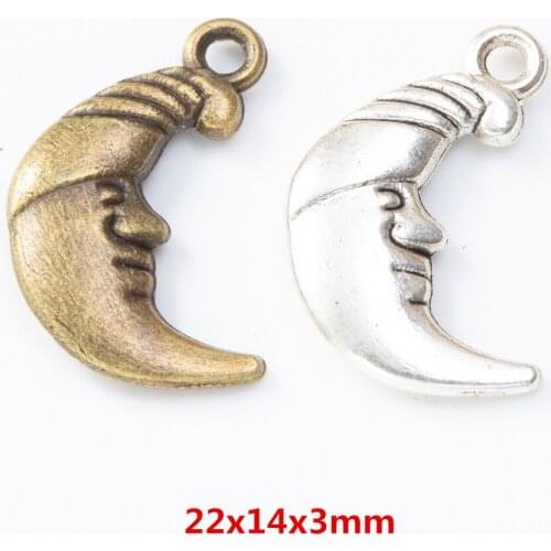 30 pieces of retro metal zinc alloy moon and owl Pendant for DIY handmade jewelry necklace making 8079