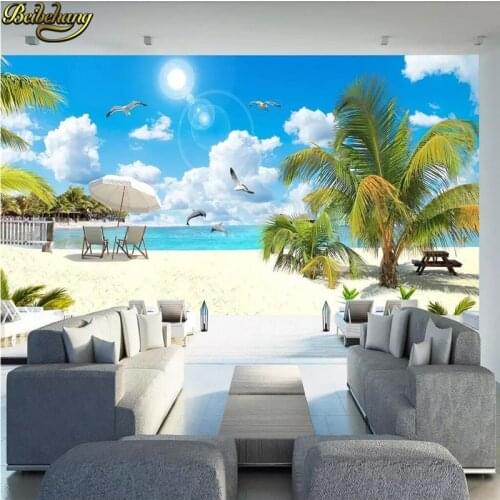 Beibehang Custom Mural Wallpaper 3D Seaside Landscape Photo Wall Paper For Walls 3 D Living Room Dining Room Backdrop Wall Decor