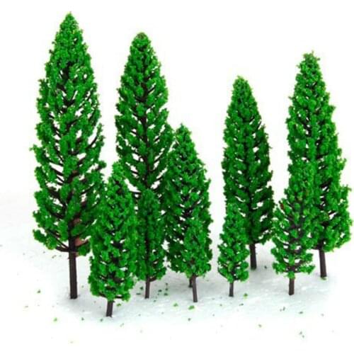 5pcs/lot Architecture Mini Plastic Model 2-15cm Green Tree Random Shipping For Ho Train Layout Railway Layout Model Building
