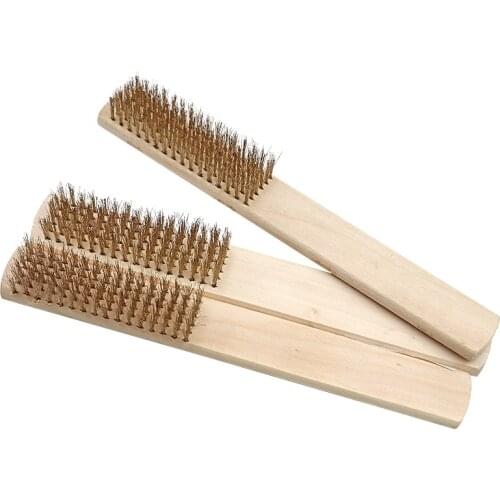 5pcs Dental Lab Material Copper Brush Lceaning Burnishing Brush With Wooden Handle For Dental Burs And Dental Product Tool
