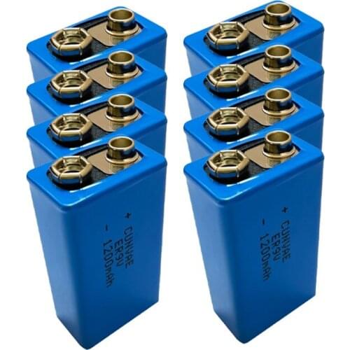 8PCS 9v battery 1200mah lithium batteries 6f22 ER9V rechargeable batteia 9 Volt for multimeter Smoke alarm metal detector