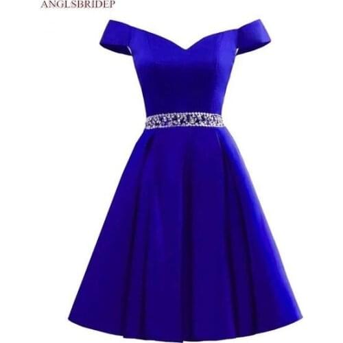Angelsbridep Charming Sweetheart Short Homecoming Dresses 2021 Sexy Off-Shoulder Waist Beadings Graduation Formal Party Gowns