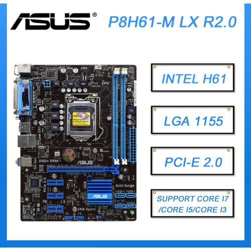 Asus P8H61-M LX R2.0 Desktop Motherboard H61 Socket LGA 1155 i3 i5 i7 DDR3 16G uATX UEFI BIOS Original Used Mainboard