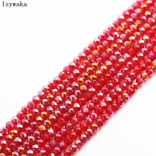 Isywaka Red AB 1800pcs 2mm Rondelle Austria faceted Crystal Glass Beads Loose Spacer Round Beads for Jewelry Making