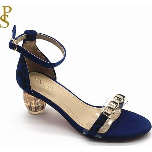 Fashionable leopard-print heels sandals Comfortable velvet high heels sandals for women