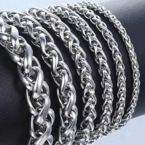 3-10 mm Bracelets For Men Women Silver Color Stainless Steel Wheat Chain Bracelets Men Fashion Wholesale Jewelry 7-11" KBB8