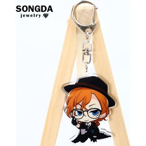 SONGDA Anime Bungou Stray Dogs Transparent Double Sided Acrylic Key Chain Figure Shape Pendant Man Women Key Cute Accessory Gift