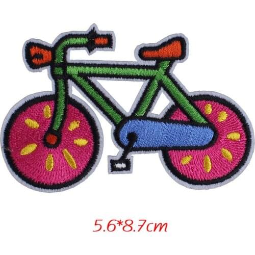 Color Bicycle Embroidered Patches for clothing Iron on Transfer Appliques DIY Cute Clothes Badges Stickers for Backpack Patch