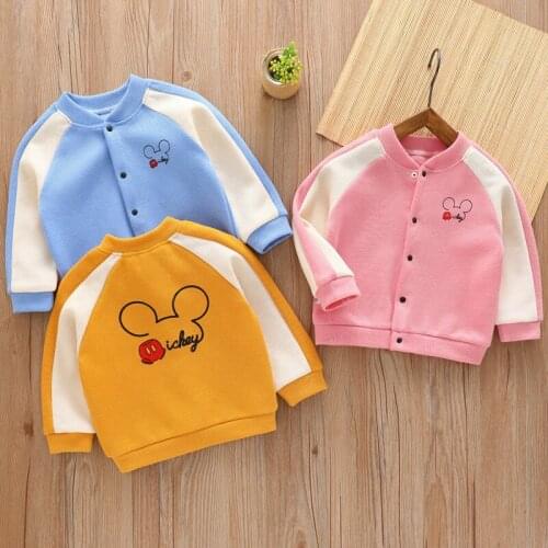Childrens Coat Boys' and Girls' Spring and Autumn Cardigan 2021 New Printed Cartoon Mickey Clothes Baby Casual Top Baby