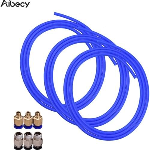 Aibecy 3pcs Blue PTFE Tube Hose Pipe 1 Meter with 3pcs PC4-M6 Pneumatic Fittings 3pcs PC4-01 Fittings Connectors