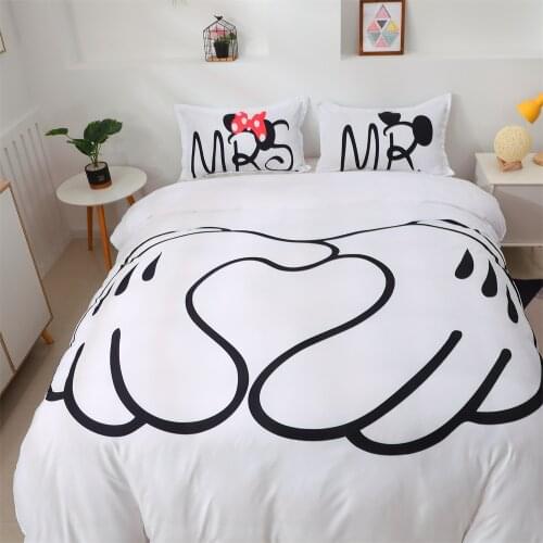 Disney Mickey Bedding Set Mickey Mouse Cute Duvet Cover Pillowcases Double Twin Full Queen King Child Kids Bedclothes