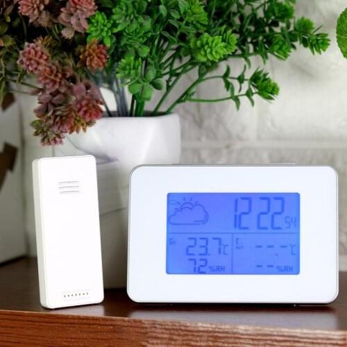 Meteorological Indoor Outdoor Thermometer Hygrometer Electronic Alarm Clock Temperature Humidity Weather Forecast Calendar