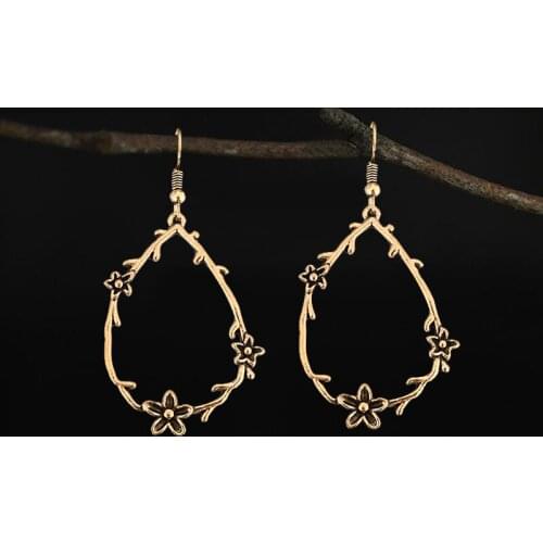 Fashion Exaggerated Branch Flower Garland Earrings Retro Bronze Bohemian For Women Party Jewelry Polychromatic Optional