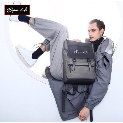 BOPAI LIFE Mens Backpack Fashion 15.6 Inch Laptop Bag Cool Outdoor Computer Schoolbag For College Student Male Travel Back Pack