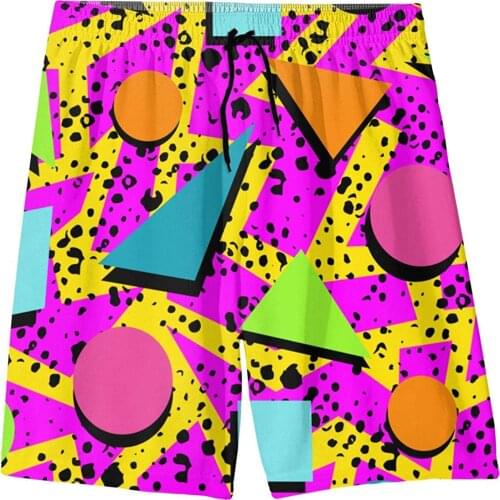 Mens Swim Trunks Printed Beach Shorts Quick Dry Summer Boardshorts With Mesh Lining