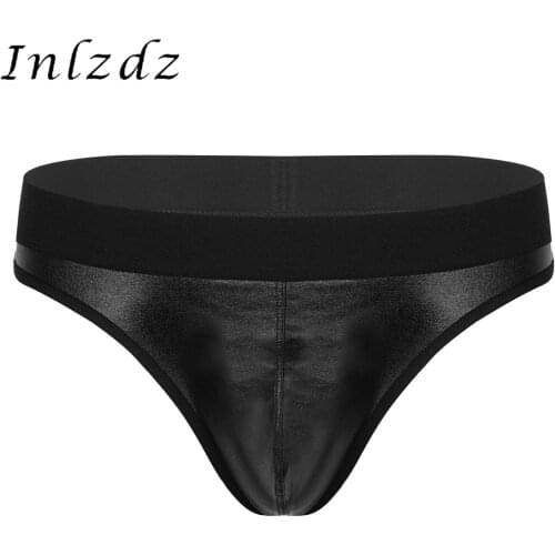 Mens Underwear Lingerie Metallic Underpants Jockstrap Gay Mens Bulge Pouch Thongs Low Waist Elastic Waistband T-Back Underpants