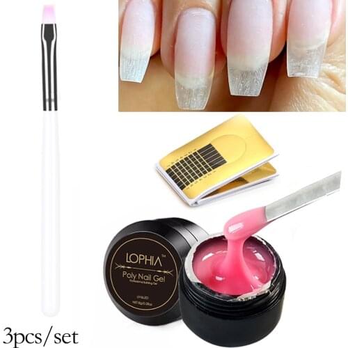 LOPHIA 3pcs/set 8ml Quick Building Gel Nail Extension Gel Set Nail Model Phototherapy Nail Art Prolong Forms Tool Kit 7 colors