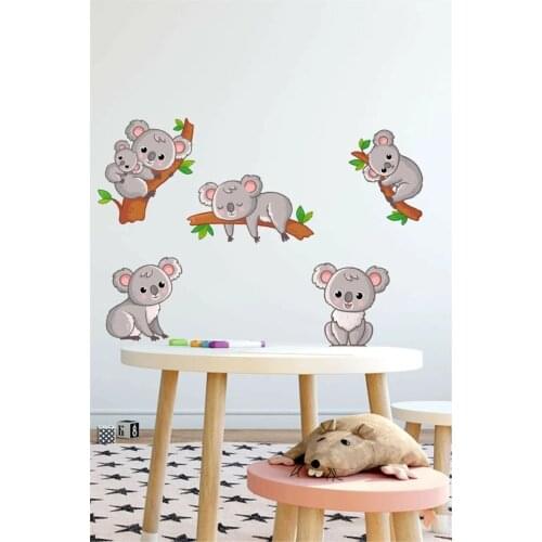 Mini Koala Kids Room Wall Adhesive Pvc Printing Foil Home Decor Accessories Self-Adhesive Wallpaper Baby Kids Nursery Stylish