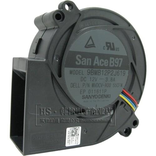 New Original SANYO 9733 turbo centrifugal fan blower 12V 3.8A 97*97*33mm 9BMB12P2J619 big wind capacity 4pin
