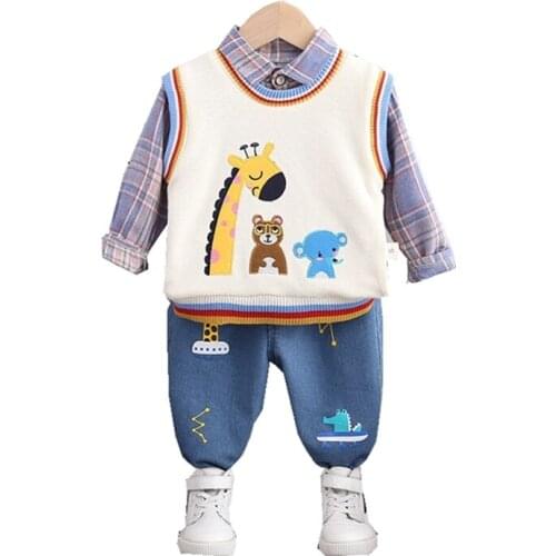 New Spring Autumn Baby Girl Clothes Children Boys Cotton Vest Shirt Pants 3 Piece Set Toddler Fashion Clothing Kids Tracksuits