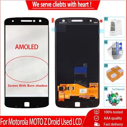 Orig AMOLED 5.5" For Motorola MOTO Z Droid LCD Touch Screen Digitizer Display Assembly Replacement Parts XT1650 With Burn-Shadow