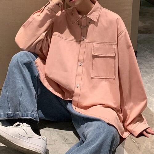 2021 Autumn Mens Solid Color Thickened Fabric Shirt Casual Solid Color As Coat Camisa Masculina Streetwear Mens Fashion Shirts