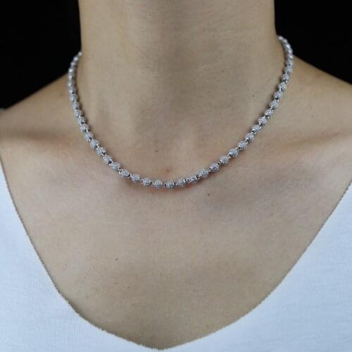 Hot sale hip hop choker necklace with cz paved tiny ball charm choker necklace for women lady girlfriend punk rock jewelry gift