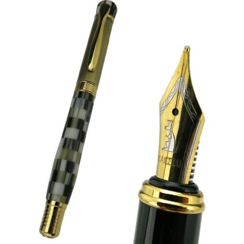 Kaigelu 336 Marble Celluloid Fountain Pen Iridium Medium Nib Fashion White Pattern Business Writing Gift Pen