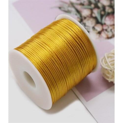 1MM Gold Nylon Chinese Satin Silk Knot Cord Rattail Thread Necklace Macrame String Jewelry Findings Beading Rope #93