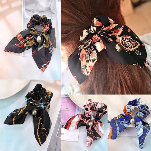 New Chiffon Bowknot Elastic Hair Bands For Women Girl Solid Color Scrunchies Headband Hair Ties Ponytail Holder Hair Accessories