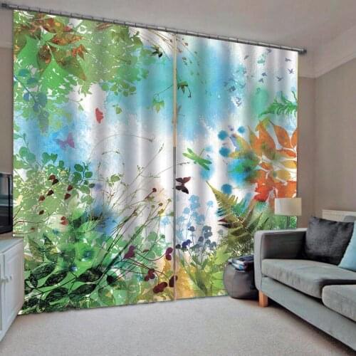 Green scenery curtains Luxury Blackout 3D Window Curtains For Living Room Bedroom Customized size blackout curtains