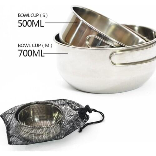 Household Outdoor Camping Stainless Steel Folding Bowl Portable Pot Tableware Multifunctional Combination Picnic Cookware Tools