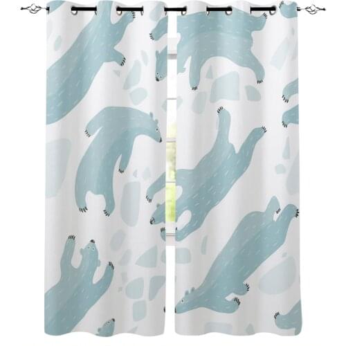 Modern Curtains for Living Room Polar Bear Swimming Blue Art Bedroom Kitchen Curtain Home Decoration Window Drapes