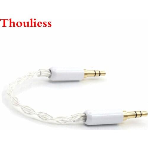 Thouliess 10cm 3.5mm to 3.5mm 7N OCC Silver Plated 3.5 mm Stereo Audio Hifi Audio cable car AUX wire jump cable