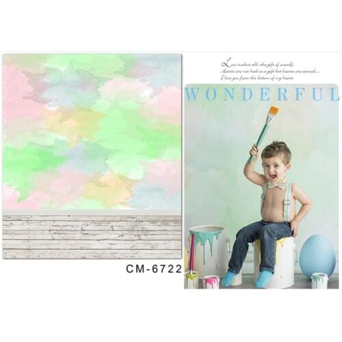 TR Vinyl Watercolor Painting Wall Photography Backgrounds Computer Printed Kids Baby Wood Photo Backdrops for Photo Studio 5X7ft