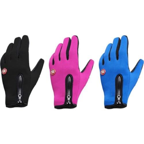 Cycling Gloves Men And Women Fleece Windproof Warm Touch Screen Gloves Outdoor Mountaineering Ski Driving Zipper Gloves