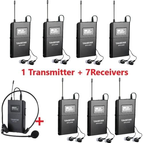 Top Quality Takstar WTG-500 wireless tour guide system UHF wireless audio system voice device teaching 1 Transmitter+7 Receivers