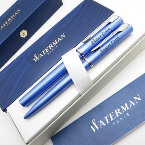 Waterman Allure Blue Fountain Pen + Ballpoint Pen Set | İsme Special Pen | Gift Pen
