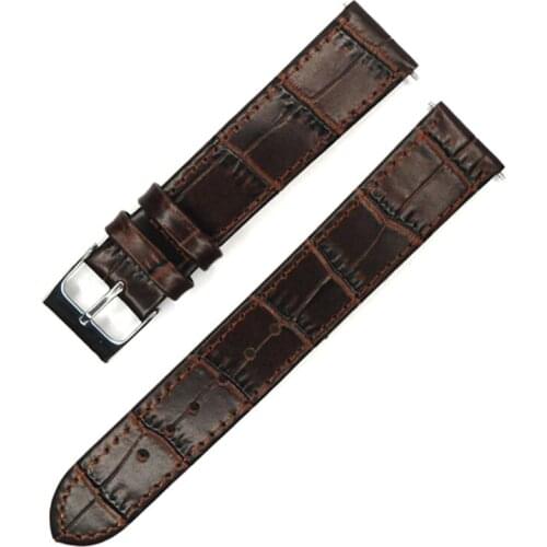 YQI Genuine Leather Watch Strap 20mm Watch Band Dark Coffee Thin Soft Watchband Belt For Hours For any sutiable watches