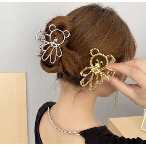 New Women Cute Bear Hair Clips Metal Geometric Hairpins Hairgrip Barrette Hair Hold Headband Girl Sweet Fashion Hair Accessories