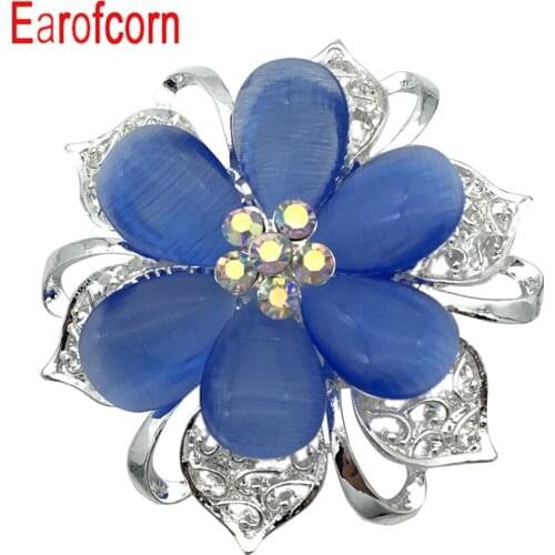 Eaofcorn Exquisite Style Cat Eye Stone Flowers Brooches Women Fashion Boutonniere Party Accessories Brooches Gift