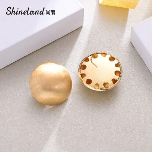Shineland Hot Sale Gold Color Round Stud Earrings For Women Jewelry Party Wedding Female Handmade Draw Brincos Punk Gift 2021