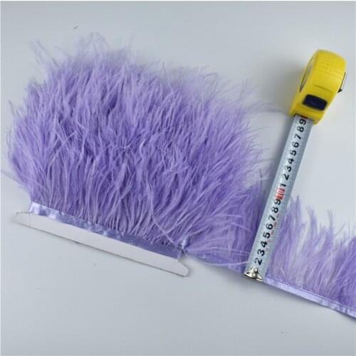 1M 5M 10Meter 8-10CM Light Purple Ostrich feather trim Fringe ribbon DIY Clothing Black White Real Ostrich feathers For Crafts
